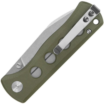 QSP Canary Linerlock Knife Durable Olive G10 Handle For EDC Enthusiasts With 2.88in Drop Point Blade by QSP Knife