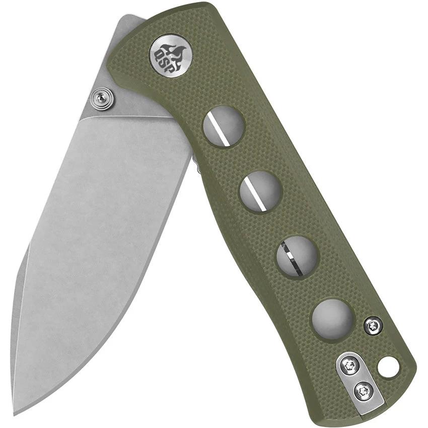 QSP Canary Linerlock Knife Durable Olive G10 Handle For EDC Enthusiasts With 2.88in Drop Point Blade by QSP Knife