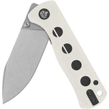 QSP Canary Linerlock Knife - Compact 14C28N Drop Point Blade With White G10 Handle For EDC by QSP Knife