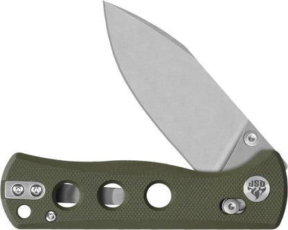 QSP Canary Glyde Knife Locking EDC Folder With OD G10 Handle And Stonewash 14C28N Blade - Easy One Handed Access by QSP Knife