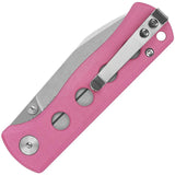 QSP Canary Linerlock Knife Pink G10 EDC Compact Stonewashed 14C28N Blade 3.75 In Closed by QSP Knife