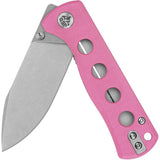 QSP Canary Linerlock Knife Pink G10 EDC Compact Stonewashed 14C28N Blade 3.75 In Closed by QSP Knife
