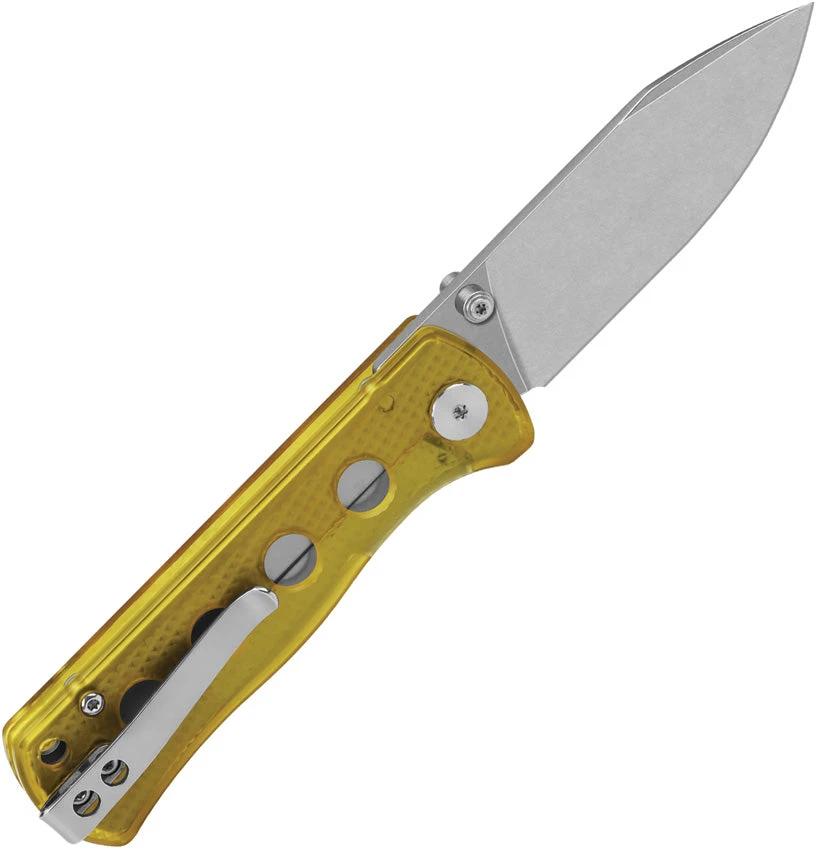 QSP Canary Linerlock Ultem EDC Knife With 14C28N Drop Point Blade And Pocket Clip by QSP Knife