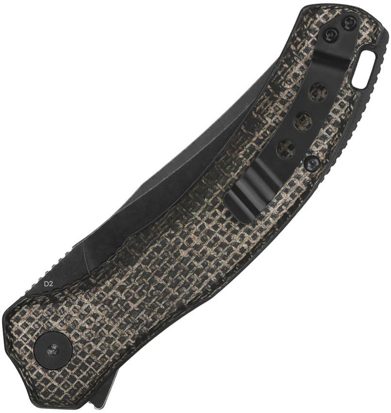 QSP Walrus Linerlock Knife QS151 B2 With D2 Tool Steel Blade Burlap Micarta Handle Rugged EDC Ready by QSP Knife