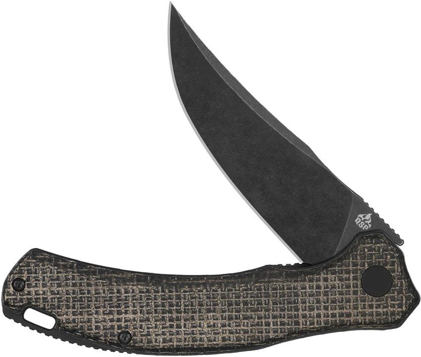 QSP Walrus Linerlock Knife QS151 B2 With D2 Tool Steel Blade Burlap Micarta Handle Rugged EDC Ready by QSP Knife
