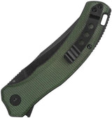 QSP Walrus Linerlock Knife - D2 Blade, Green Canvas Micarta Handle, Compact EDC Tool by QSP Knife