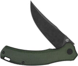 QSP Walrus Linerlock Knife - D2 Blade, Green Canvas Micarta Handle, Compact EDC Tool by QSP Knife