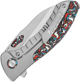 QSP Capybara Framelock Titanium Knife Premium M390 Blade Ti Handle Red White Blue CF Inlay For EDC Enthusiasts by QSP Knife