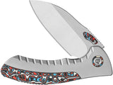 QSP Capybara Framelock Titanium Knife Premium M390 Blade Ti Handle Red White Blue CF Inlay For EDC Enthusiasts by QSP Knife