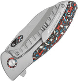 QSP Capybara Framelock Titanium Ti CF EDC Knife - M390 Blade, Extended Tang, Red White Blue Inlay by QSP Knife