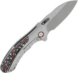 QSP Capybara Framelock Titanium Ti CF EDC Knife - M390 Blade, Extended Tang, Red White Blue Inlay by QSP Knife