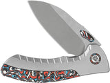 QSP Capybara Framelock Titanium Ti CF EDC Knife - M390 Blade, Extended Tang, Red White Blue Inlay by QSP Knife