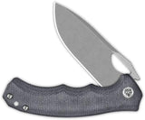 QSP Gorilla Linerlock Knife - 3.38 Inch Stonewashed Blade With 14C28N Sandvik Steel And Black Canvas Micarta Handle by QSP Knife