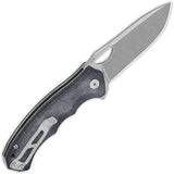 QSP Gorilla Linerlock Knife - 3.38 Inch Stonewashed Blade With 14C28N Sandvik Steel And Black Canvas Micarta Handle by QSP Knife
