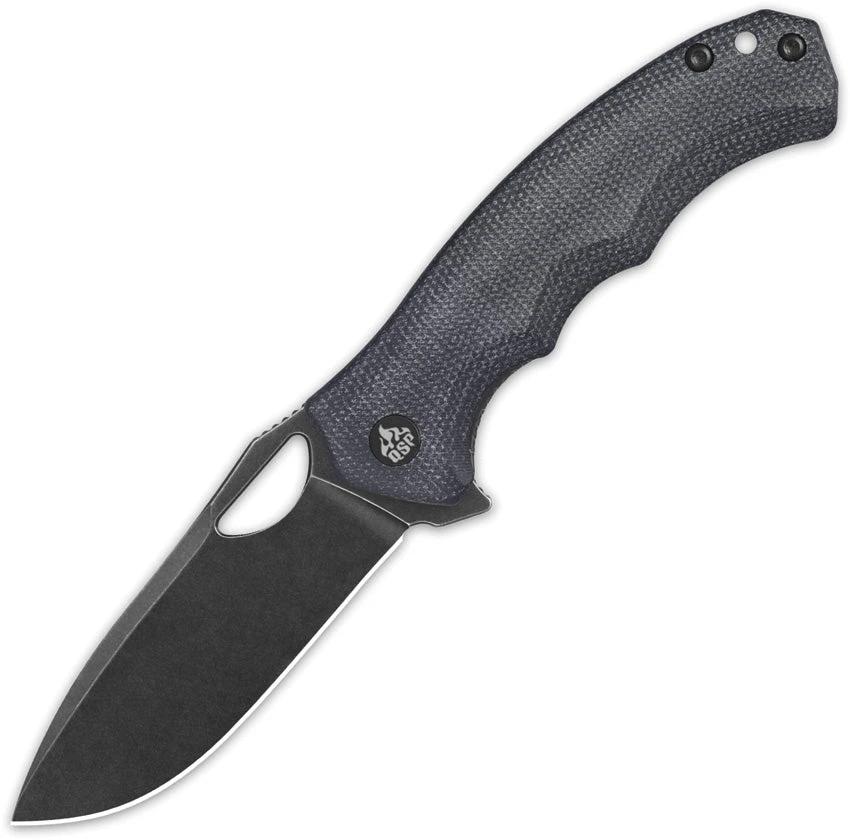 QSP Gorilla Linerlock Knife Black Micarta 14C28N Stonewash Blade, 4.5 Inch Closed, EDC Everyday Carry by QSP Knife