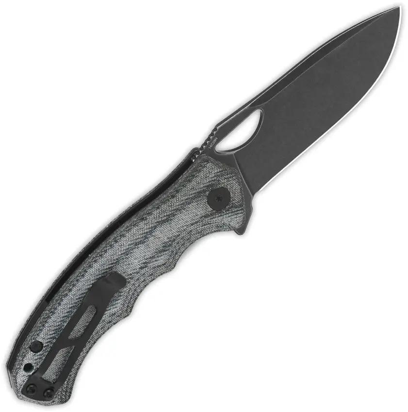 QSP Gorilla Linerlock Knife - Denim Canvas Micarta Handle 3.38in 14C28N Blade For EDC Outdoor Tasks by QSP Knife