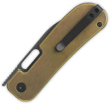 QSP Variant PE Liner Lock Bronze Titanium EDC Knife - 3 Inch 14C28N Blade with Stonewashed Finish by QSP Knife