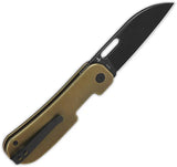 QSP Variant PE Liner Lock Bronze Titanium EDC Knife - 3 Inch 14C28N Blade with Stonewashed Finish by QSP Knife