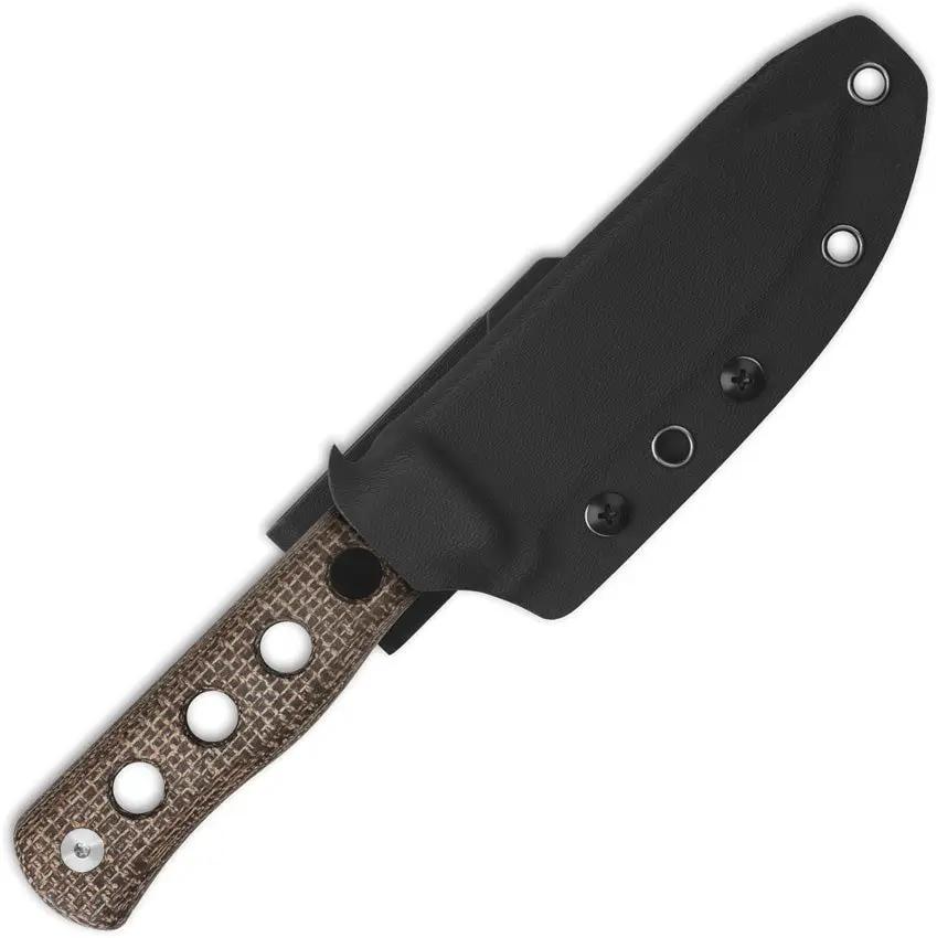 QSP Canary Fixed Blade Knife - 4.25 Inch Stonewashed Blade With Full Tang And Brown Micarta Handle by QSP Knife