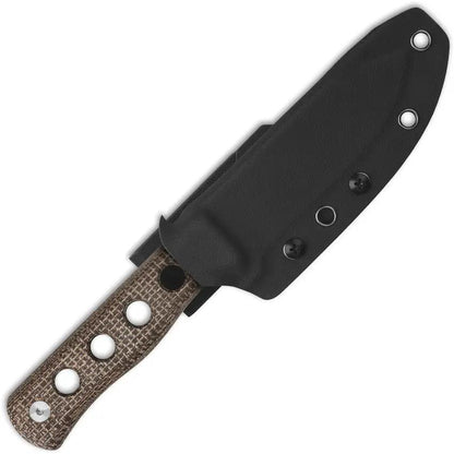QSP Canary Fixed Blade Knife - 4.25 Inch Stonewashed Blade With Full Tang And Brown Micarta Handle by QSP Knife