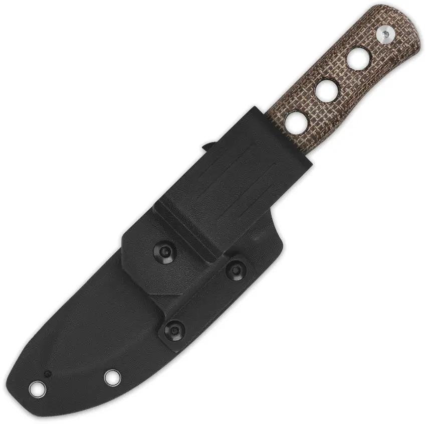 QSP Canary Fixed Blade Knife - 4.25 Inch Stonewashed Blade With Full Tang And Brown Micarta Handle by QSP Knife