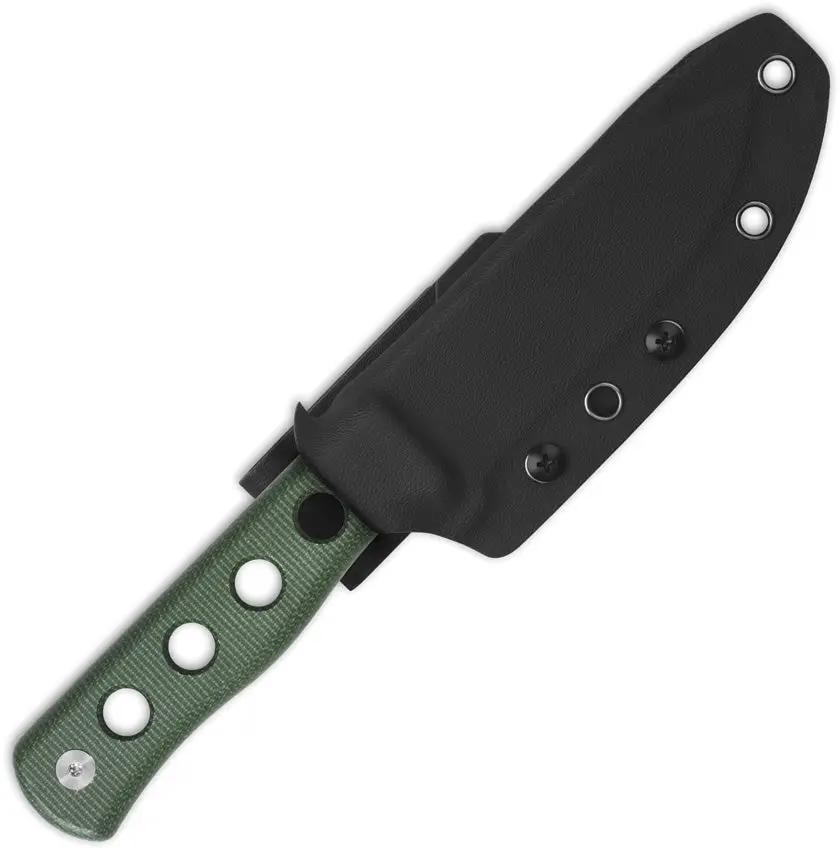 QSP Canary Fixed Blade Knife - Stonewashed Blade, Green Micarta Handle, Full Tang EDC Outdoors by QSP Knife