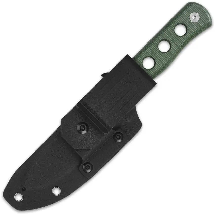 QSP Canary Fixed Blade Knife - Stonewashed Blade, Green Micarta Handle, Full Tang EDC Outdoors by QSP Knife