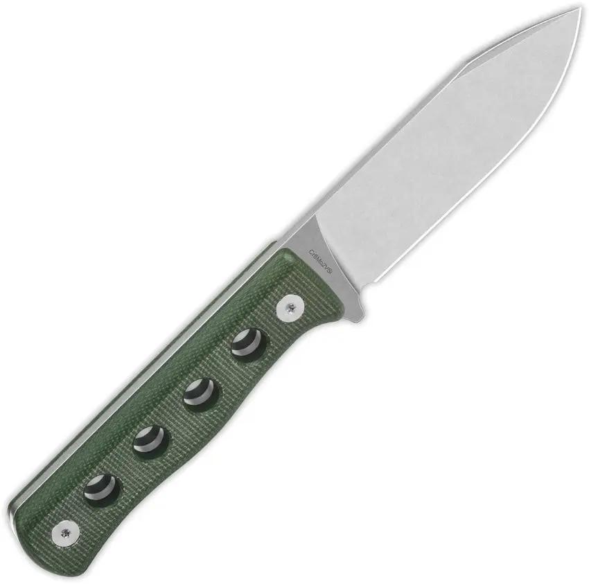 QSP Canary Fixed Blade Knife - Stonewashed Blade, Green Micarta Handle, Full Tang EDC Outdoors by QSP Knife