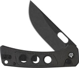 QSP Unicorn Button Lock Knife Black Stonewash 14C28N Blade Dark Brown Micarta Handle - Fast One Hand Deployment by QSP Knife