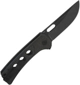 QSP Unicorn Button Lock Knife Black Stonewash 14C28N Blade Dark Brown Micarta Handle - Fast One Hand Deployment by QSP Knife
