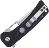 QSP Unicorn Button Lock Knife Purple Black G10 Handle - 3.25 Inch 14C28N Sandvik Blade for EDC by QSP Knife
