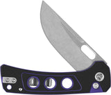 QSP Unicorn Button Lock Knife Purple Black G10 Handle - 3.25 Inch 14C28N Sandvik Blade for EDC by QSP Knife