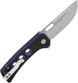 QSP Unicorn Button Lock Knife Purple Black G10 Handle - 3.25 Inch 14C28N Sandvik Blade for EDC by QSP Knife