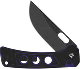 QSP Unicorn Button Lock Purple G10 Compact EDC Knife 3.25in Blade Black Stonewash 14C28N - Everyday Carry Ready by QSP Knife
