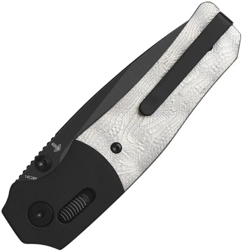 QSP Knife Vault Glyde Lock Pocket Knife - 14C28N Drop Point Blade, Stonewashed Aluminum G10 Handle by QSP Knife