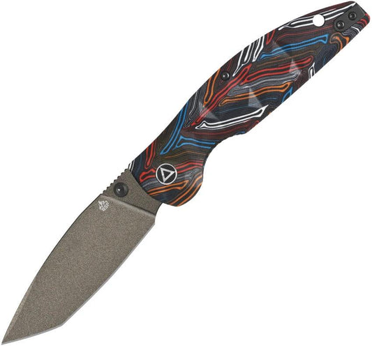 QSP Turtle Punk EDC Knife Linerlock With MultiG10 Handle Bold Grip 14C28N Stainless Steel Champagne Ceramic Coating by QSP Knife