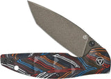 QSP Turtle Punk EDC Knife - Bold Grip MultiG10 Handle With 14C28N Stainless Steel Champagne Ceramic Coating by QSP Knife