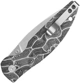 QSP Turtle Punk Linerlock Knife - 3.5 Inch 14C28N Tanto Blade, Stonewash Finish, Black White G10 Handle, EDC Ready by QSP Knife