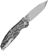 QSP Turtle Punk Linerlock Knife - 3.5 Inch 14C28N Tanto Blade, Stonewash Finish, Black White G10 Handle, EDC Ready by QSP Knife
