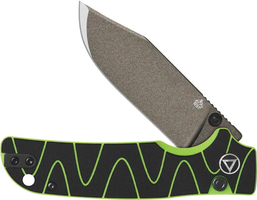 QSP Kali Button Lock Compact Folding Knife - 3.25in Clip Point Blade With Neon G10 Handle For EDC Enthusiasts by QSP Knife