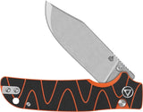 QSP Kali Button Lock Knife - Compact EDC Ready For One-Hand Deployment In Black Orange G10 by QSP Knife