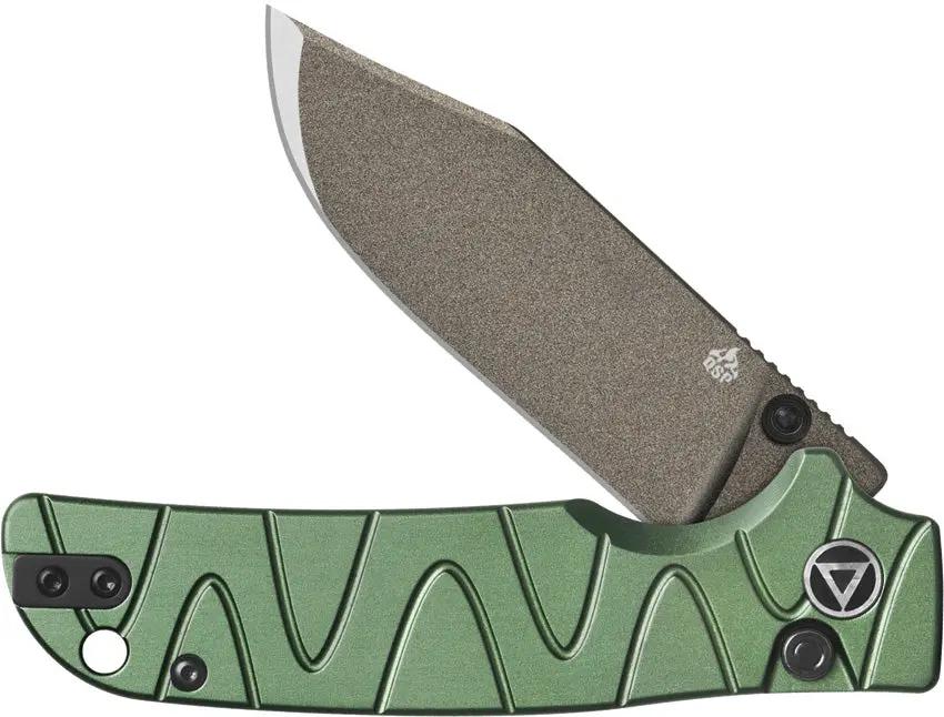 QSP Kali Button Lock Knife QS159E2 Green Compact EDC One Handed Operation - One Handed Deployment by QSP Knife