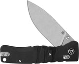 QSP Ripley Glyde Lock Knife Black G10 Handle 3.5 Inch 14C28N Stonewashed Blade - Secure One Handed EDC Performance by QSP Knife
