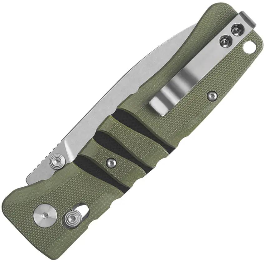 QSP Knife Ripley Glyde Lock Green G10 EDC Knife - 3.5 Inch Blade With Thumb Stud, Stonewash Finish by QSP Knife