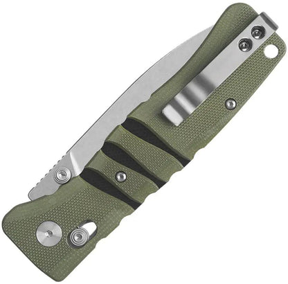 QSP Knife Ripley Glyde Lock Green G10 EDC Knife - 3.5 Inch Blade With Thumb Stud, Stonewash Finish by QSP Knife