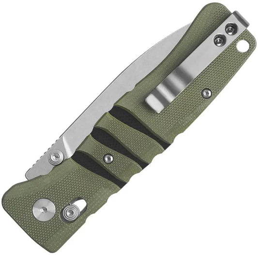 QSP Knife Ripley Glyde Lock Green G10 EDC Knife - 3.5 Inch Blade With Thumb Stud, Stonewash Finish by QSP Knife