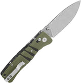 QSP Knife Ripley Glyde Lock Green G10 EDC Knife - 3.5 Inch Blade With Thumb Stud, Stonewash Finish by QSP Knife