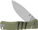 QSP Knife Ripley Glyde Lock Green G10 EDC Knife - 3.5 Inch Blade With Thumb Stud, Stonewash Finish by QSP Knife