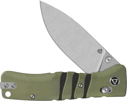 QSP Knife Ripley Glyde Lock Green G10 EDC Knife - 3.5 Inch Blade With Thumb Stud, Stonewash Finish by QSP Knife