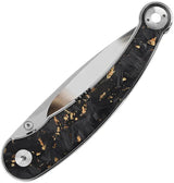 QSP Dolphin Linerlock Knife - Gold Carbon Fiber Handle With 14C28N Blade For EDC Enthusiasts by QSP Knife